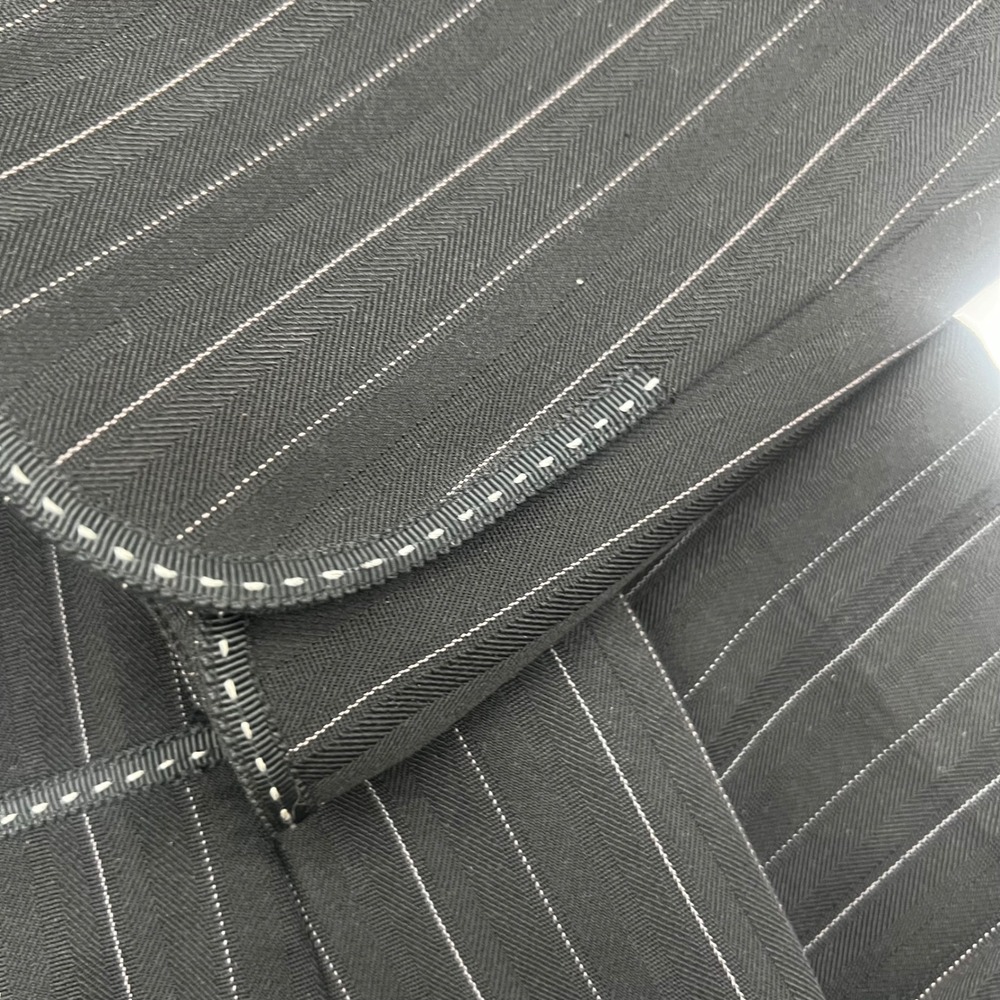 Tahari Arthur S Levine Mens Black Pinstripe Herringbone Pant Suit Blazer Size 8 - Picture 7 of 16